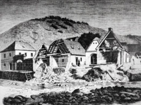 Zahořany po povodni v roce 1872