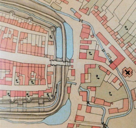 Půdorysná stopa Dolejší brány na plánu města z roku 1780