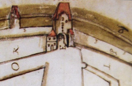 Dolejší brána na plánu města z roku 1669
