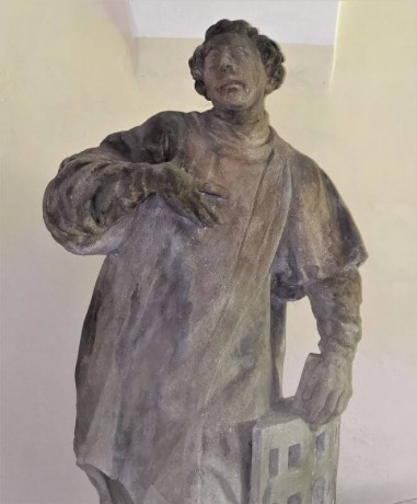 Originál sochy sv. Vavřince sochaře Fr. Ringelhahna uložený v klášteře 
