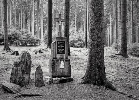 Pamětní kámen padlých francouzských vojáků s křížkem (1)