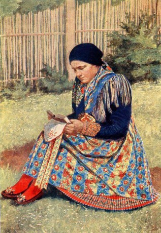Čtoucí děvče na zahradě