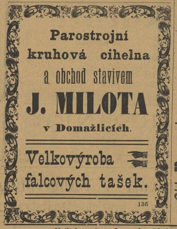 Novinová reklama z r. 1925