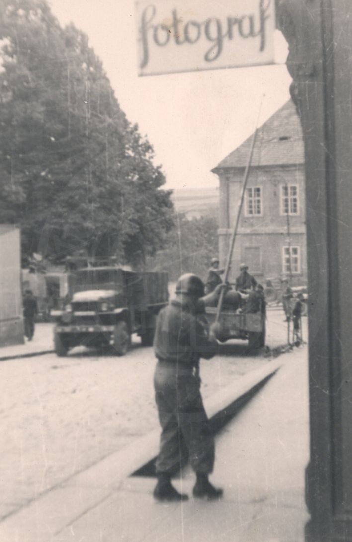 190218-8. Domažlice. Náměstí Míru. U.S. Army. 1945.