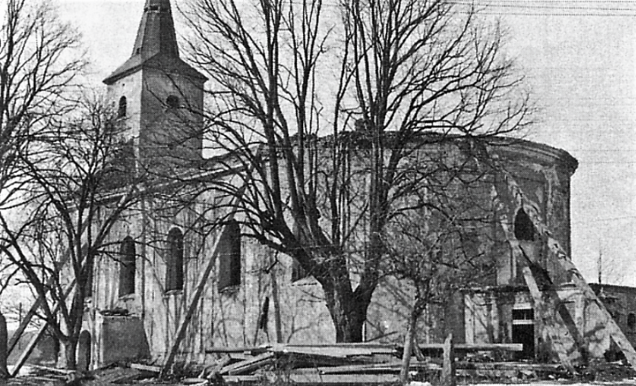 Kostel svaté Barbory před demolicí v r. 1965