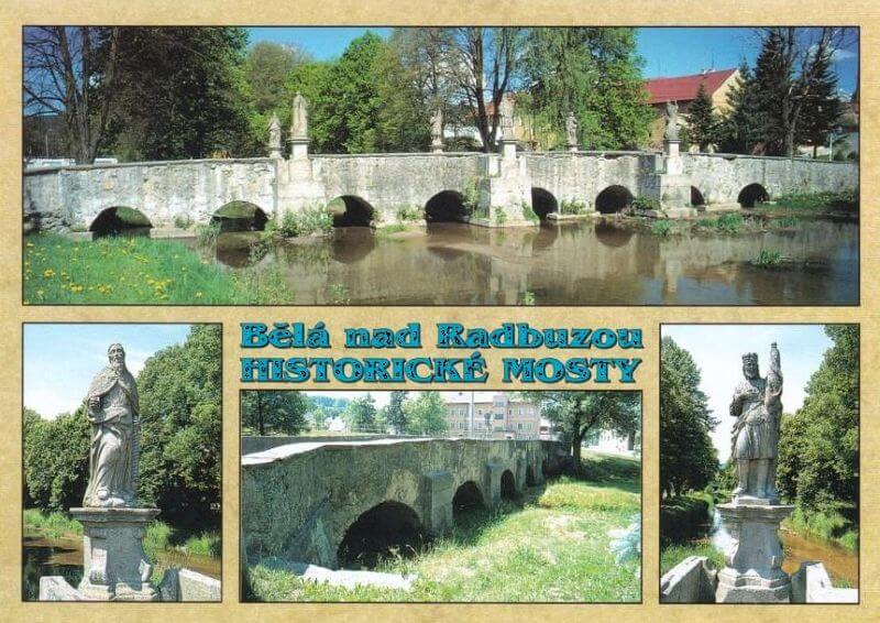 Pohlednice s historickými mosty ve městě