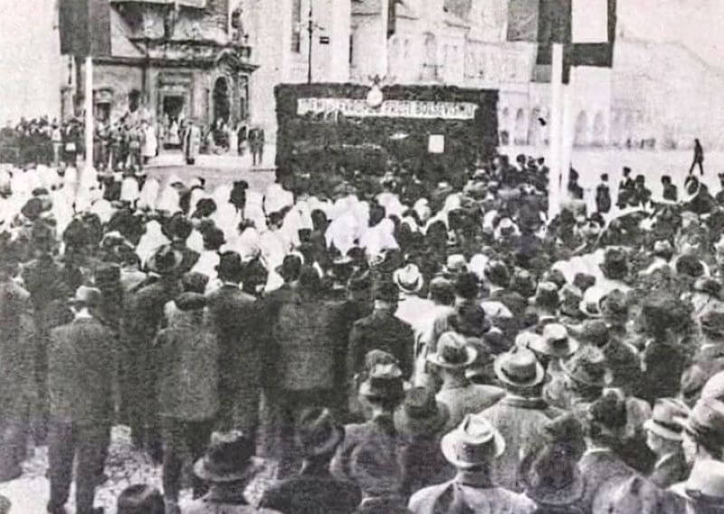 Manifestace proti bolševismu a za ideály nové Evropy v Domažlicích
