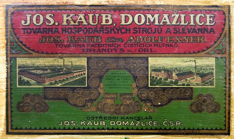 Reklama na jednom ze strojů, které se v Domažlicích vyráběly