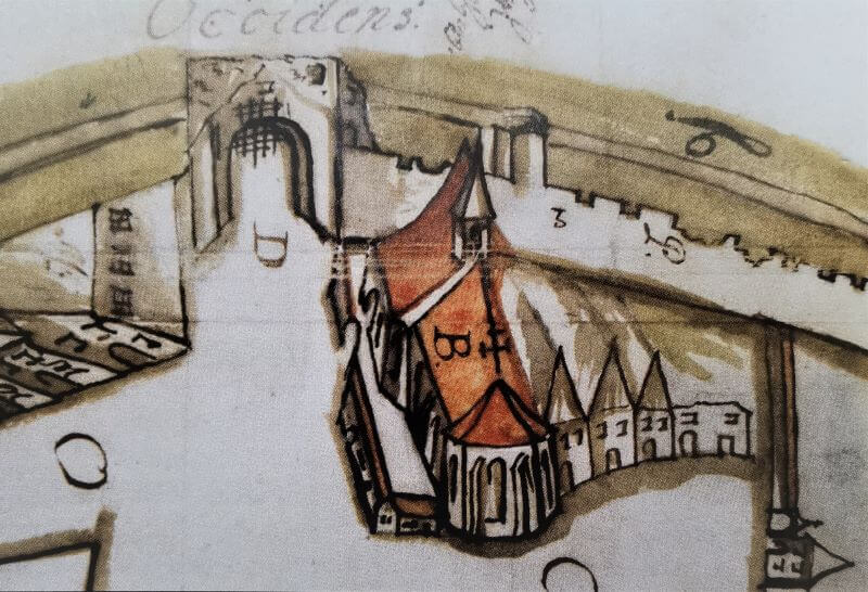 R. 1669 - stojí jen přízemí brány s průjezdem a mříží