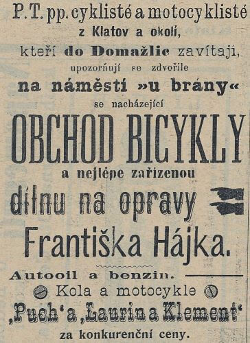 Domažlice, obchod bicykly